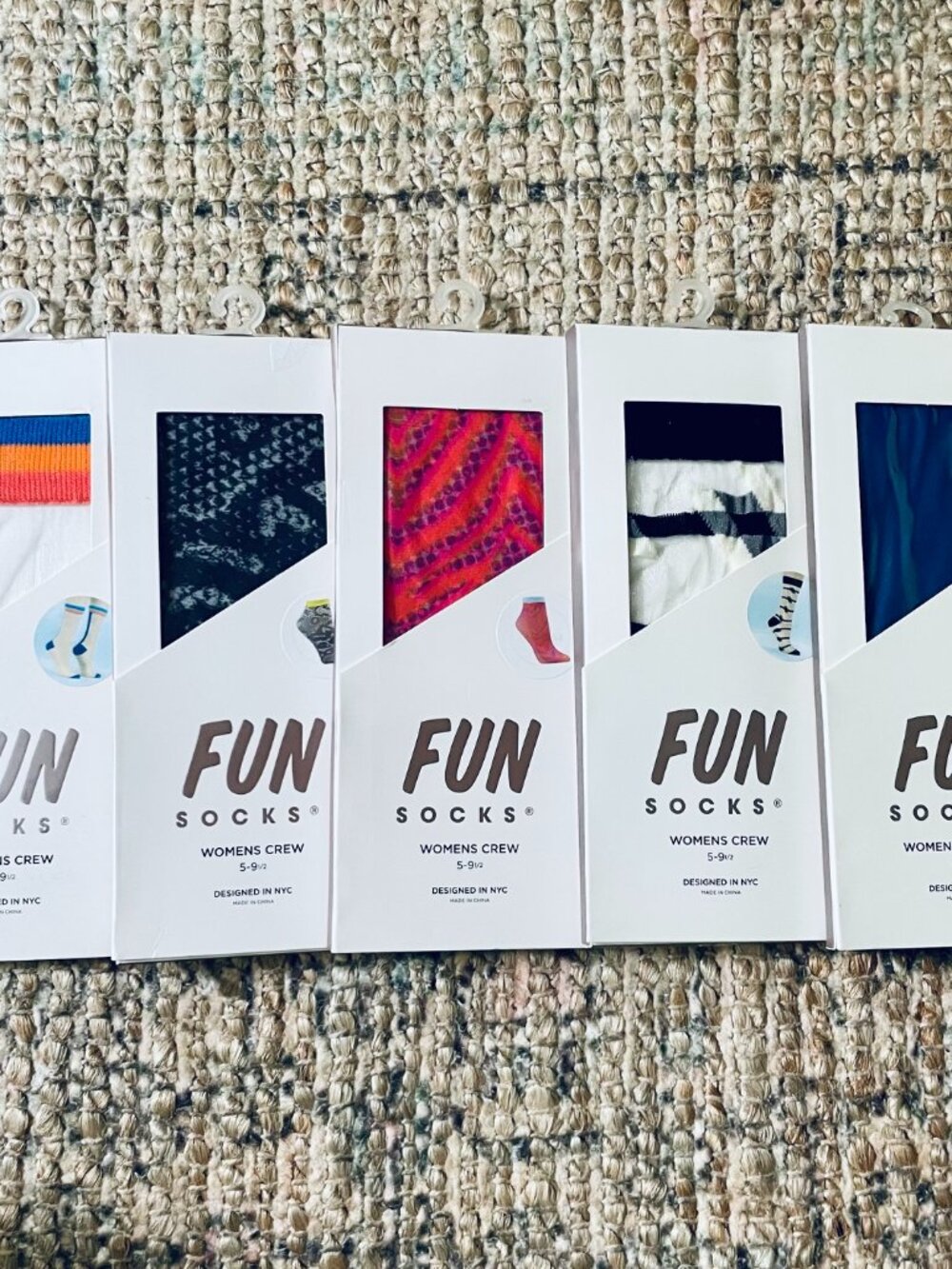 FUN Socks NYC (5) Ladies Women's crew dress sheer socks US Size (5) 9 1/2 NWT